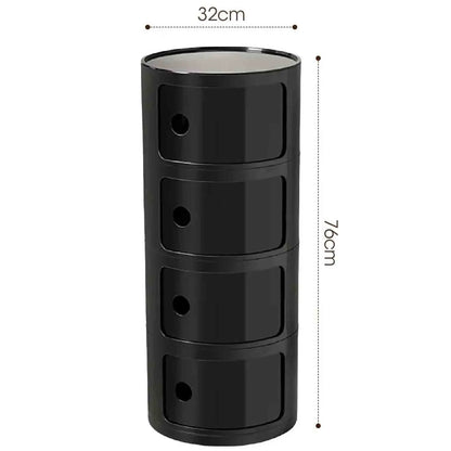 Bedside Table with Drawers Small Round Side Table Storage Cabinet Plastic Side Cabinet Nightstand for Bedroom Living Room
