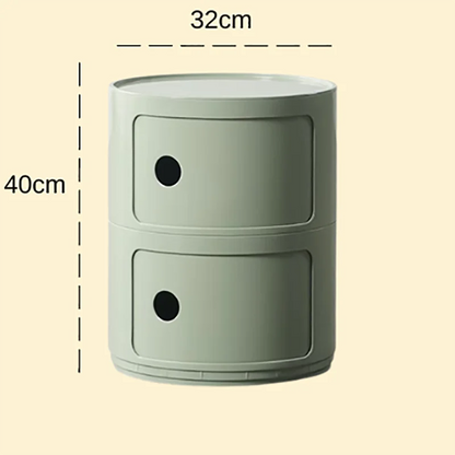 Bedside Table with Drawers Small Round Side Table Storage Cabinet Plastic Side Cabinet Nightstand for Bedroom Living Room