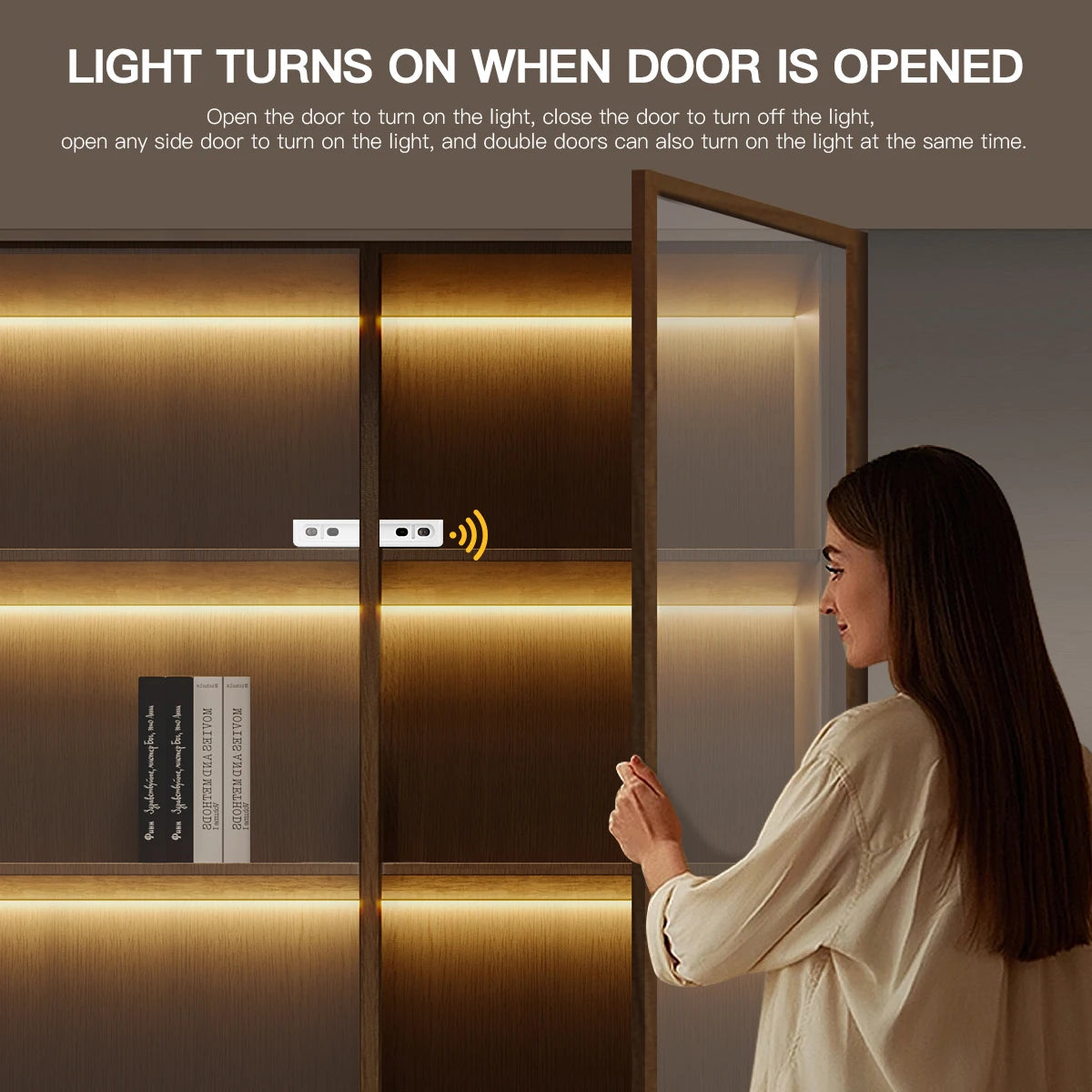 8mm Under Cabinet COB LED Strip Light Smart Door Sensor Switch for Bookcase Showcase Wardrobe  Closet Lighting Decor 1m-5m