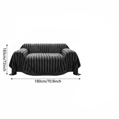 Dark Gray Black Striped Sofa Towel Simple Bohemian Style One-Piece Sofa Cover Cloth Living Room Home Decor