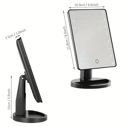 Lighted Vanity Makeup Mirror Rotation LED Mirror Touch Screen Adjusted Brightness Desk USB Dual Supply Bathroom Cosmetic Mirrors