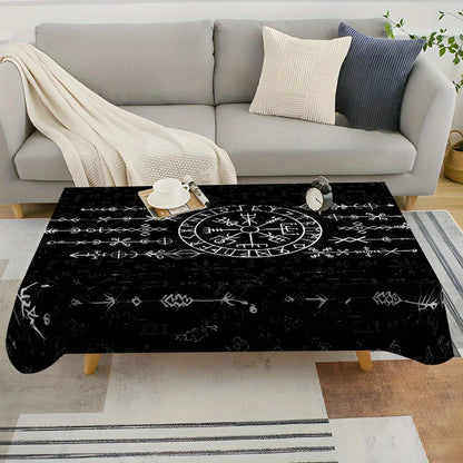 Viking Mystical Rune Rectangle Tablecloth Table Decor Reusable Scandinavian Kitchen Dining Tablecloth Holiday Party Decor