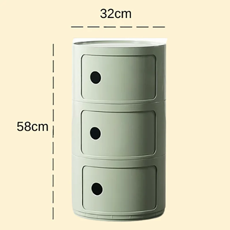 Bedside Table with Drawers Small Round Side Table Storage Cabinet Plastic Side Cabinet Nightstand for Bedroom Living Room