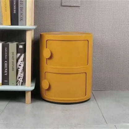 Bedside Table with Drawers Small Round Side Table Storage Cabinet Plastic Side Cabinet Nightstand for Bedroom Living Room