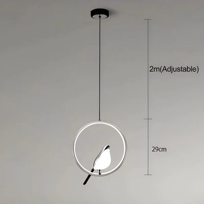 Magpie Pendant Lamp LED Living Room Bedroom Minimalist Elliptical Bedside Chandelier Restaurant Kitchen Circular Lighting Decor