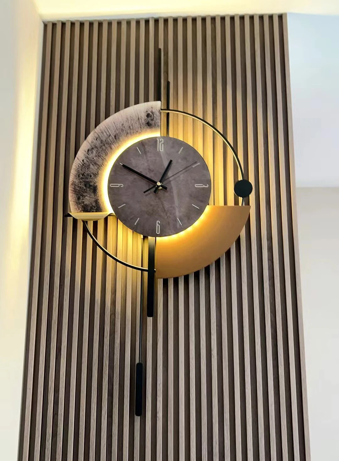 Living Room Wall-mounted Clock TV Background Wall Decoration Porch Wall Clocks with LED Light Home Decoration