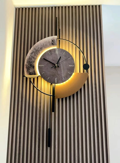 Living Room Wall-mounted Clock TV Background Wall Decoration Porch Wall Clocks with LED Light Home Decoration