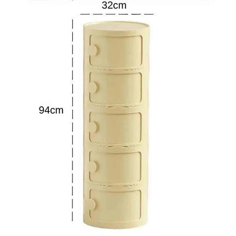 Bedside Table with Drawers Small Round Side Table Storage Cabinet Plastic Side Cabinet Nightstand for Bedroom Living Room