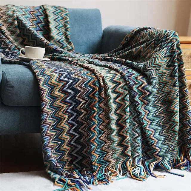 Bohemian Knitted Throw Blankets with Tassels Blankets for Bed Sofa Decorative Blanket Soft Warm Blanket Bedspread Home Decor