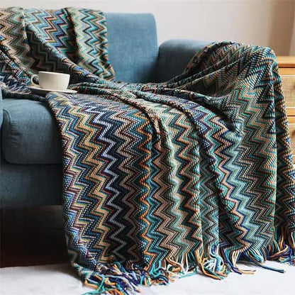 Bohemian Knitted Throw Blankets with Tassels Blankets for Bed Sofa Decorative Blanket Soft Warm Blanket Bedspread Home Decor
