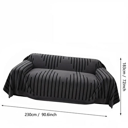 Dark Gray Black Striped Sofa Towel Simple Bohemian Style One-Piece Sofa Cover Cloth Living Room Home Decor