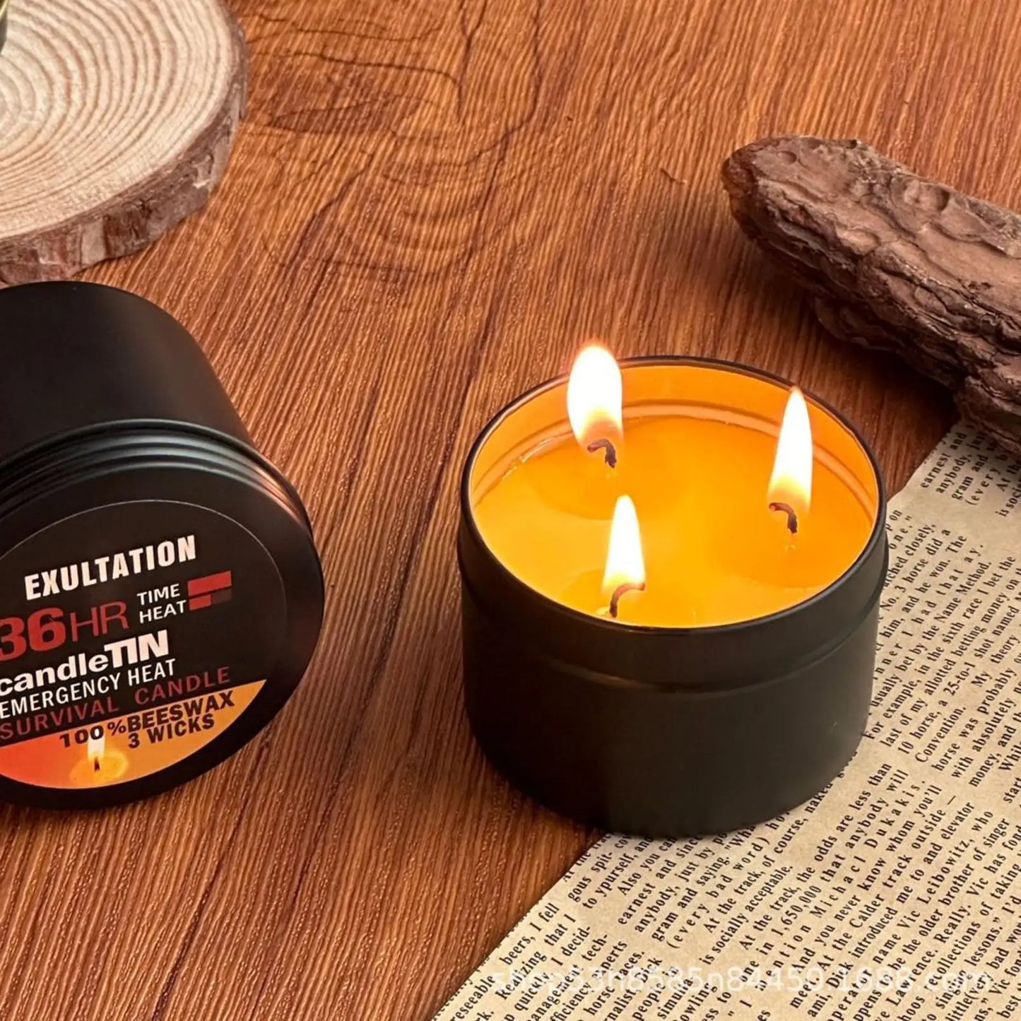 Power Outage Candles Unscented Candles with Jar 36 Hours Long Burning 3-Wick Lamp for Home Outdoor Activities Survival Fishing
