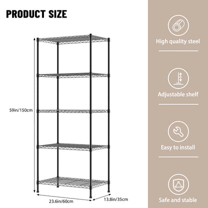 3/4/5 Tier Heavy Duty Shelving Units, Adjustable Metal Wire Storage Rack for Kitchen Garage Pantry Living Room Warehouse
