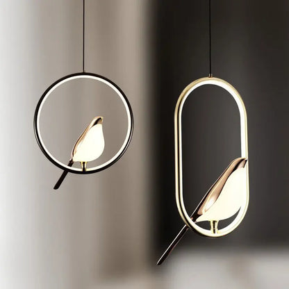 Magpie Pendant Lamp LED Living Room Bedroom Minimalist Elliptical Bedside Chandelier Restaurant Kitchen Circular Lighting Decor