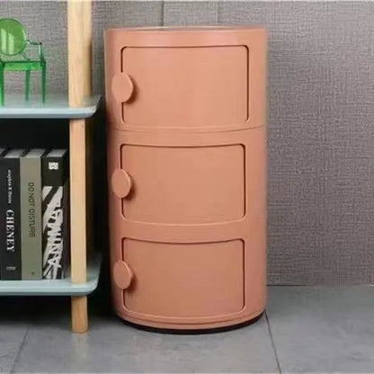 Bedside Table with Drawers Small Round Side Table Storage Cabinet Plastic Side Cabinet Nightstand for Bedroom Living Room