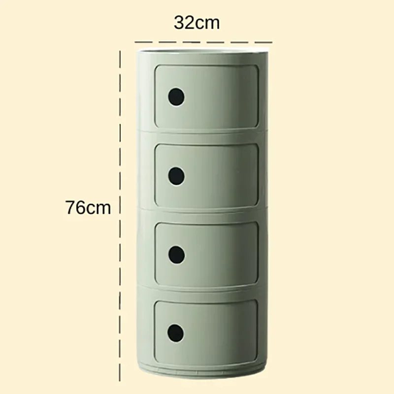 Bedside Table with Drawers Small Round Side Table Storage Cabinet Plastic Side Cabinet Nightstand for Bedroom Living Room