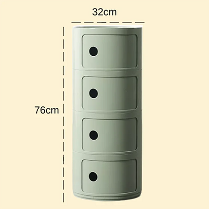 Bedside Table with Drawers Small Round Side Table Storage Cabinet Plastic Side Cabinet Nightstand for Bedroom Living Room