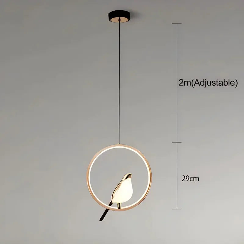 Magpie Pendant Lamp LED Living Room Bedroom Minimalist Elliptical Bedside Chandelier Restaurant Kitchen Circular Lighting Decor
