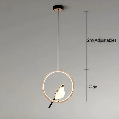Magpie Pendant Lamp LED Living Room Bedroom Minimalist Elliptical Bedside Chandelier Restaurant Kitchen Circular Lighting Decor