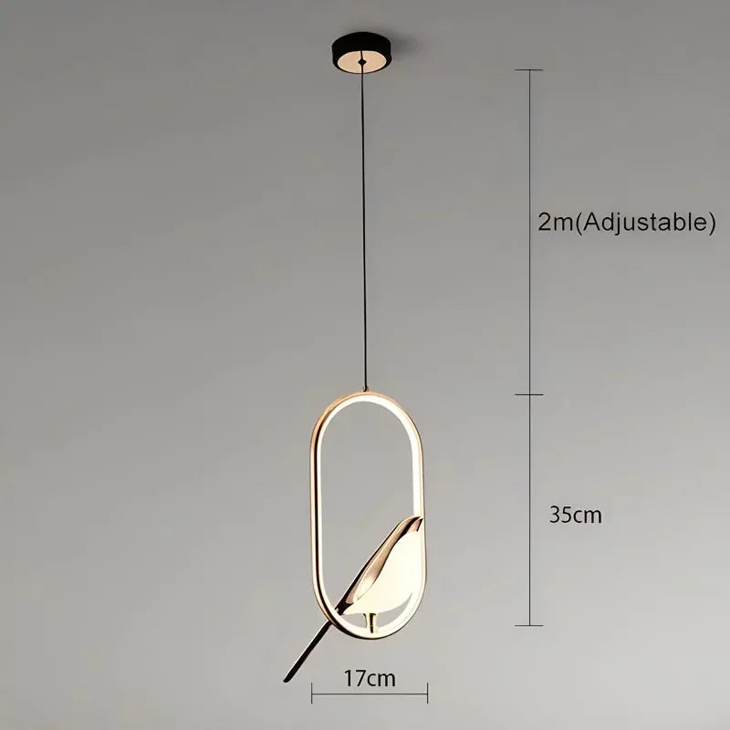 Magpie Pendant Lamp LED Living Room Bedroom Minimalist Elliptical Bedside Chandelier Restaurant Kitchen Circular Lighting Decor
