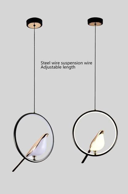 Magpie Pendant Lamp LED Living Room Bedroom Minimalist Elliptical Bedside Chandelier Restaurant Kitchen Circular Lighting Decor