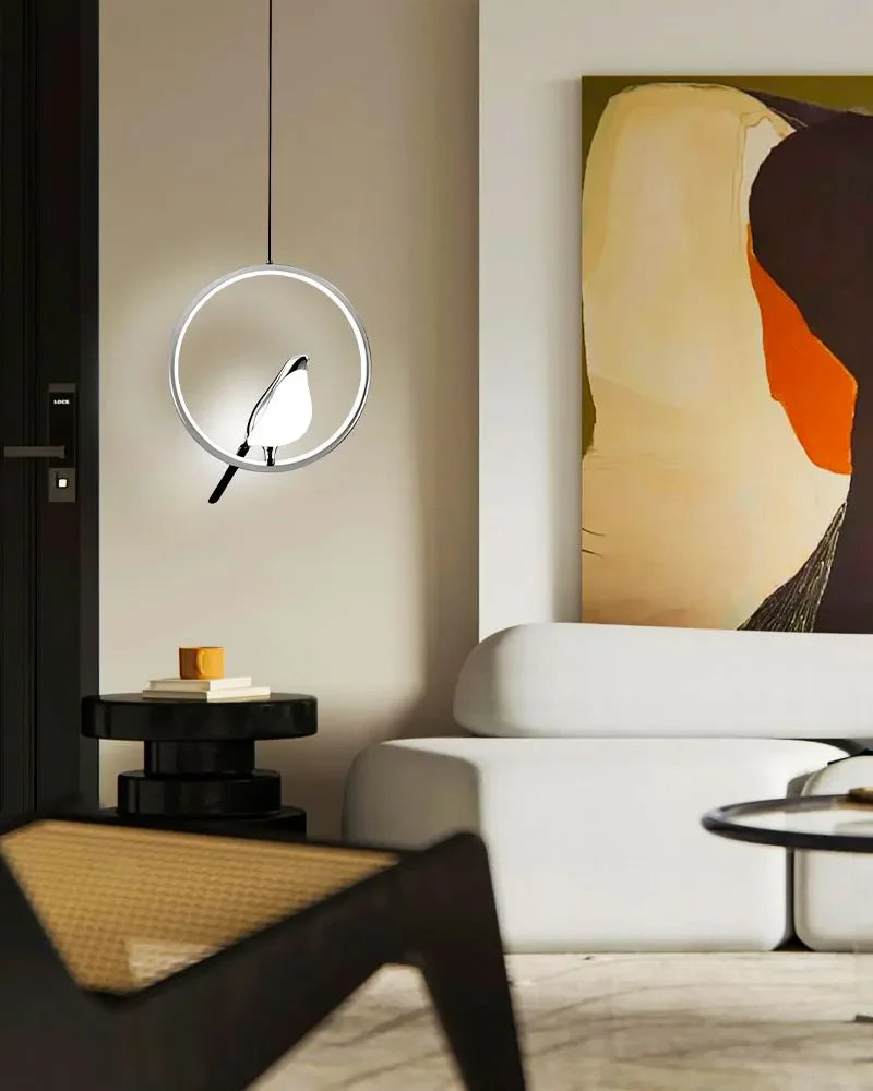 Magpie Pendant Lamp LED Living Room Bedroom Minimalist Elliptical Bedside Chandelier Restaurant Kitchen Circular Lighting Decor