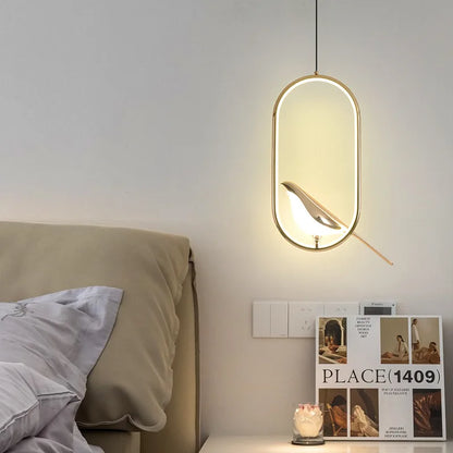 Magpie Pendant Lamp LED Living Room Bedroom Minimalist Elliptical Bedside Chandelier Restaurant Kitchen Circular Lighting Decor