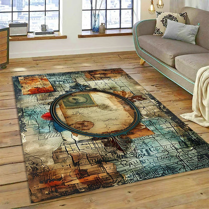 3D Ancient Nautical Chart World Map Compass Carpet Rug for Bedroom Living Room Sofa Decoration,Child Game Large Decor Floor Mat