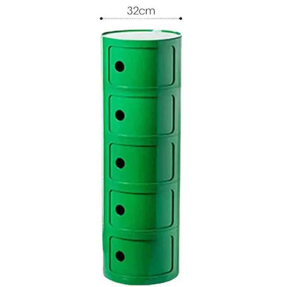 Bedside Table with Drawers Small Round Side Table Storage Cabinet Plastic Side Cabinet Nightstand for Bedroom Living Room