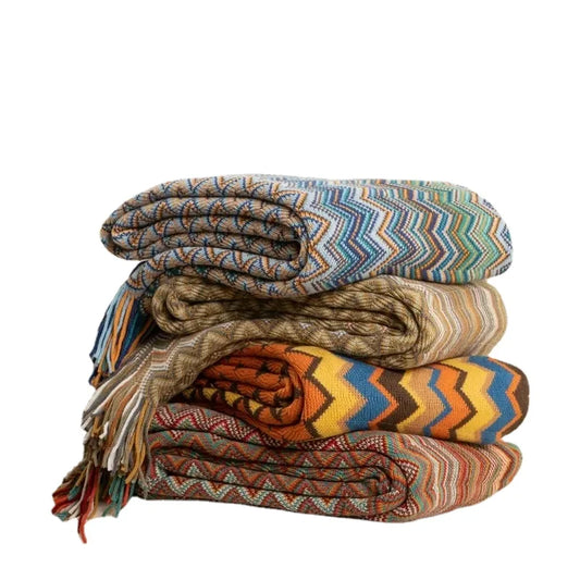 Bohemian Knitted Throw Blankets with Tassels Blankets for Bed Sofa Decorative Blanket Soft Warm Blanket Bedspread Home Decor