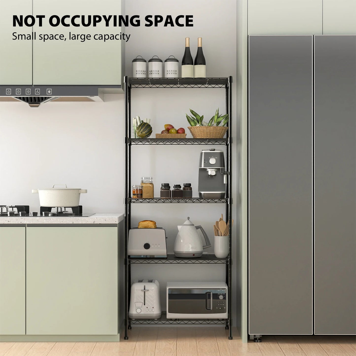 3/4/5 Tier Heavy Duty Shelving Units, Adjustable Metal Wire Storage Rack for Kitchen Garage Pantry Living Room Warehouse