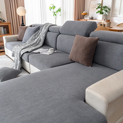 Jacquard Sofa Slipcover Ribbed Pattern Seat Cushion Cover Elastic Furniture Protector Sofa Covers for Living Room Bedroom 1PC