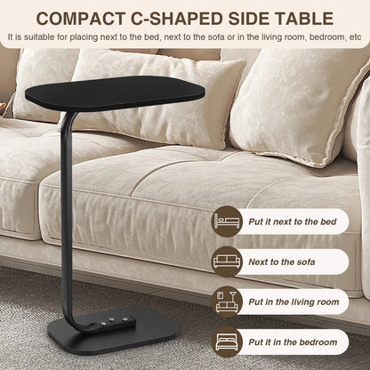 Modern Living C Shaped Sofa Side Table  24 in Tall Portable Corner Table C Shaped End Table for Coffee Drink Snack Living Room