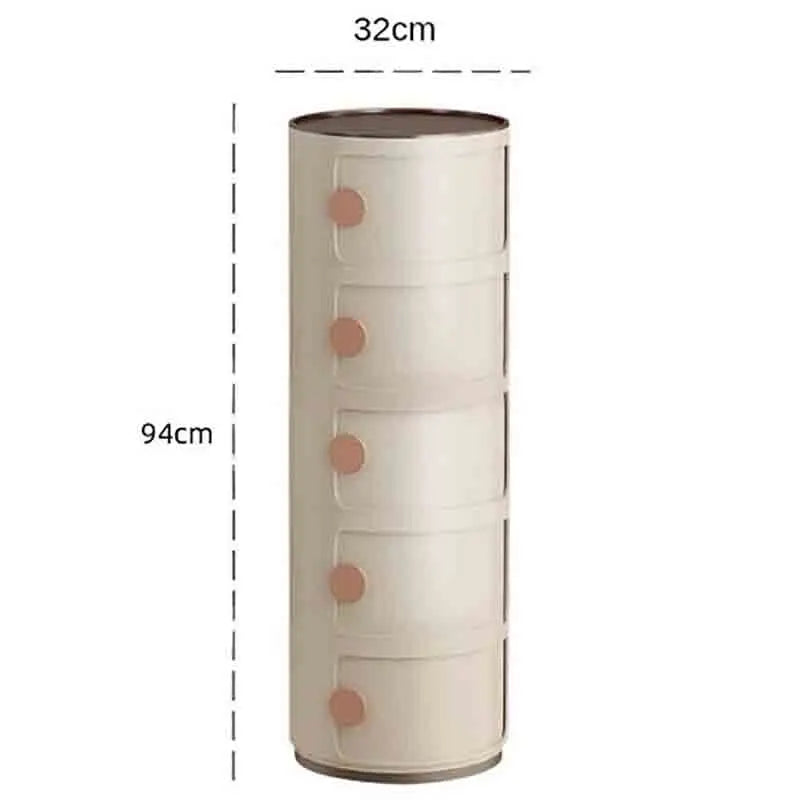 Bedside Table with Drawers Small Round Side Table Storage Cabinet Plastic Side Cabinet Nightstand for Bedroom Living Room