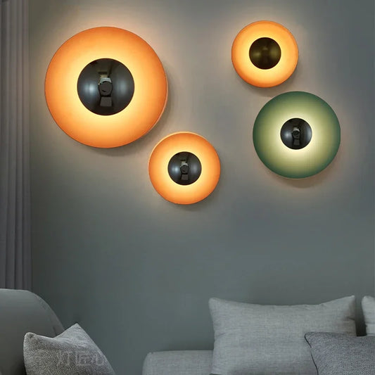 Colorful Round Wall Lamp Living Room Bedside LED Sconce Light Bedroom Loft Nordic Laos Designer Home Indoor Decor Wall Lighting