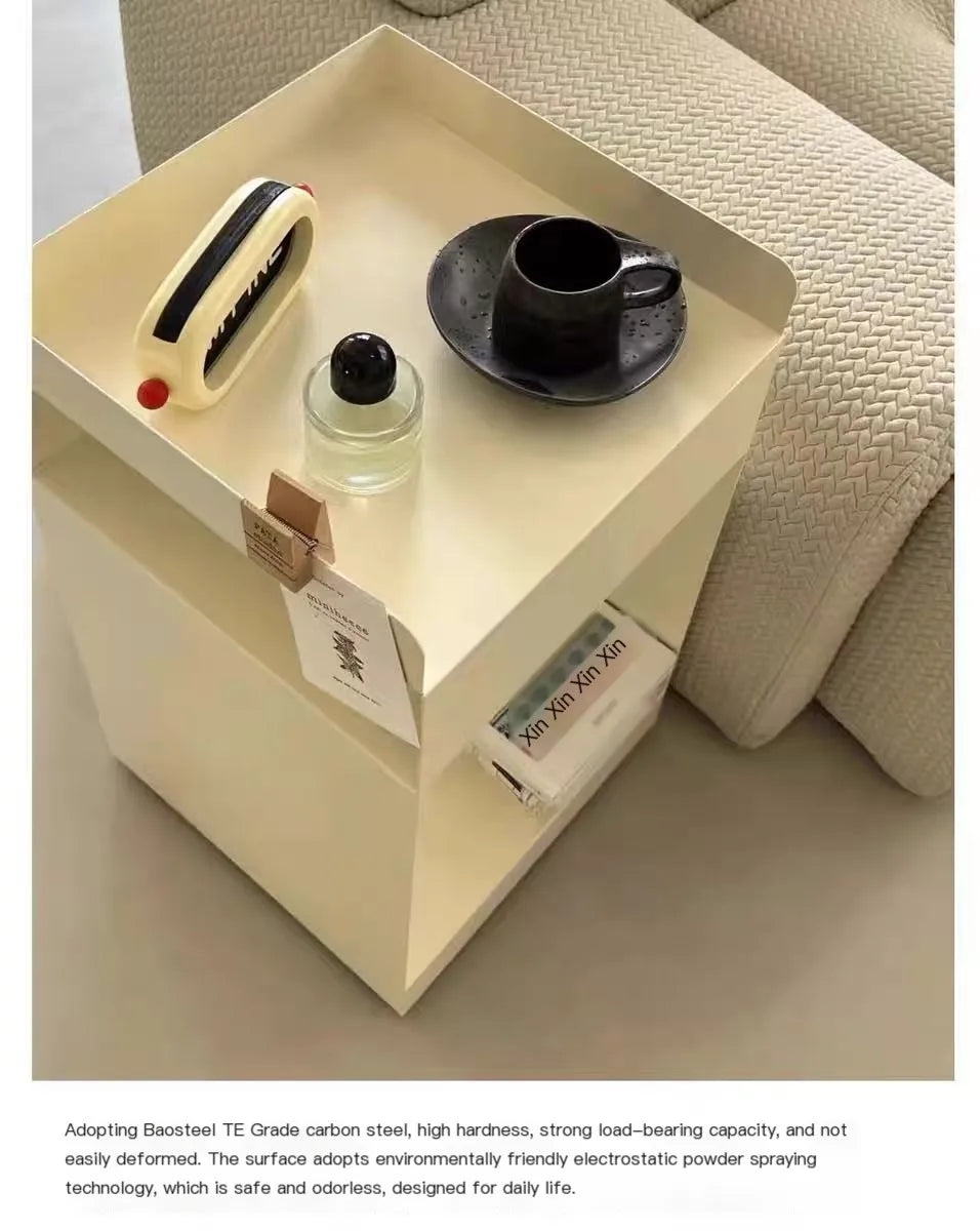 Recessed bedroom and living room bedside table storage cabinet multi-functional bedside cabinet storage unit with wheels