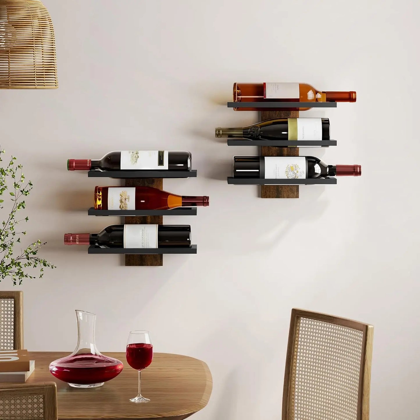 3-Tier Wall Mount Wine Rack,Wall Mounted Wine Bottle Racks for Display and Storage,Hanging Bottle Holder,for Living,Dining Room