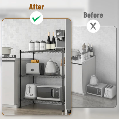 3/4/5 Tier Heavy Duty Shelving Units, Adjustable Metal Wire Storage Rack for Kitchen Garage Pantry Living Room Warehouse