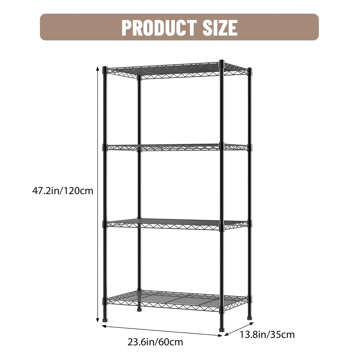 3/4/5 Tier Heavy Duty Shelving Units, Adjustable Metal Wire Storage Rack for Kitchen Garage Pantry Living Room Warehouse