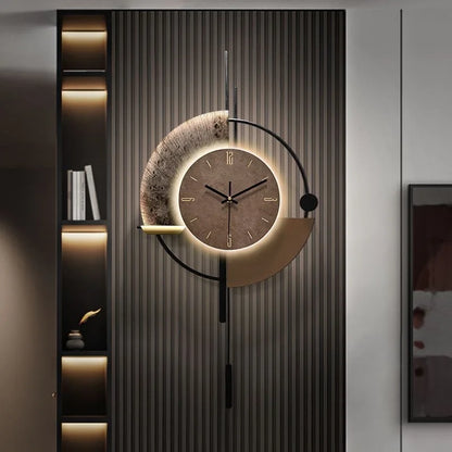 Living Room Wall-mounted Clock TV Background Wall Decoration Porch Wall Clocks with LED Light Home Decoration
