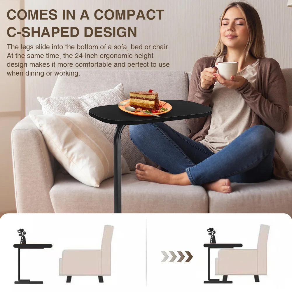 Modern Living C Shaped Sofa Side Table  24 in Tall Portable Corner Table C Shaped End Table for Coffee Drink Snack Living Room