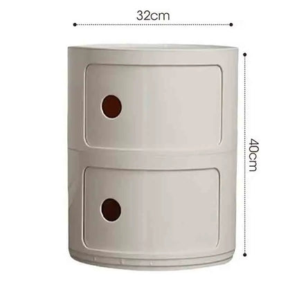 Bedside Table with Drawers Small Round Side Table Storage Cabinet Plastic Side Cabinet Nightstand for Bedroom Living Room