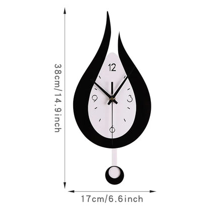 Waterdrop Swinging Wall Clock Acrylic Black and White Contrast Clock Home Living Room Bedroom Wall Decoration Clock