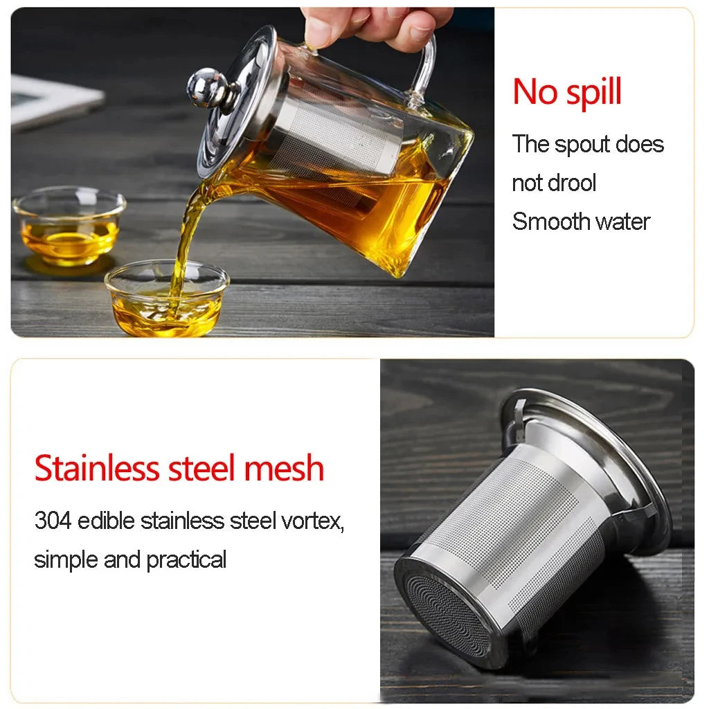 Heat Resistant Glass Teapot with Infuser Tea Kettle Tea Set Samovar Teaware For Loose Tea Home Kitchen Dining Bar