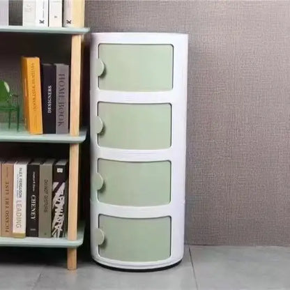 Bedside Table with Drawers Small Round Side Table Storage Cabinet Plastic Side Cabinet Nightstand for Bedroom Living Room