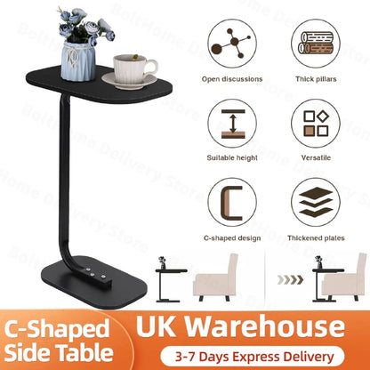 Modern Living C Shaped Sofa Side Table  24 in Tall Portable Corner Table C Shaped End Table for Coffee Drink Snack Living Room