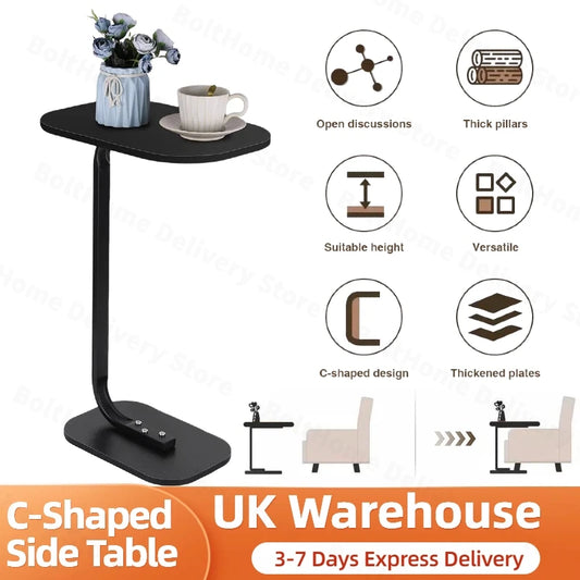 Modern Living C Shaped Sofa Side Table  24 in Tall Portable Corner Table C Shaped End Table for Coffee Drink Snack Living Room