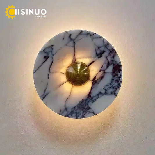 Modern Natural Marble Wall Lamp Round LED Wall Sconce Light Living Room Background Restaurant Bathroom Bedroom Lights Home Decor