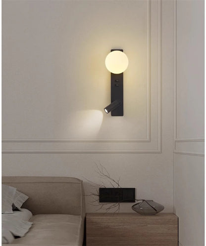 Bedroom Bedhead Reading Light Creative Minimalist LED with Switch Hotel Rooms Study Living Room Background Wall Decorative Light