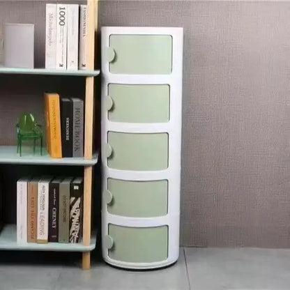 Bedside Table with Drawers Small Round Side Table Storage Cabinet Plastic Side Cabinet Nightstand for Bedroom Living Room